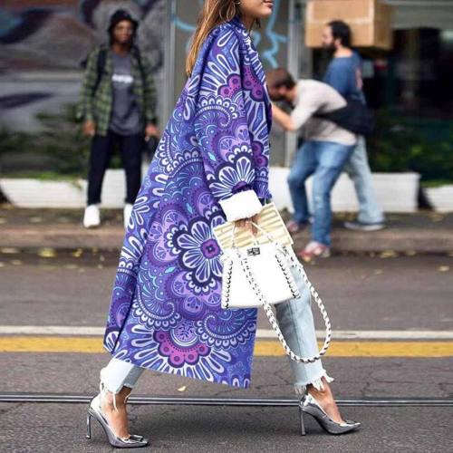 Digital Printing Winter Jacket Double-sided Lapel Fashion Woolen Coat PQ2890