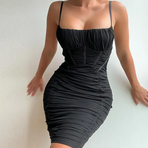 Black Sexy Bodycon Dresses Women Mini Dress PQ11227A