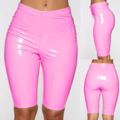 Ladies Faux Leather Shorts Hot Pants Nightclub Wetlook Pants PQ050
