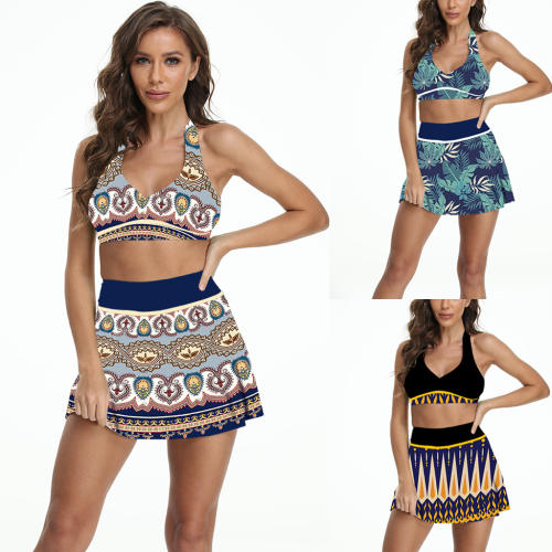 Summer Bikini Sets Sexy Beach Skirts Women Print Swimwear PQ2215