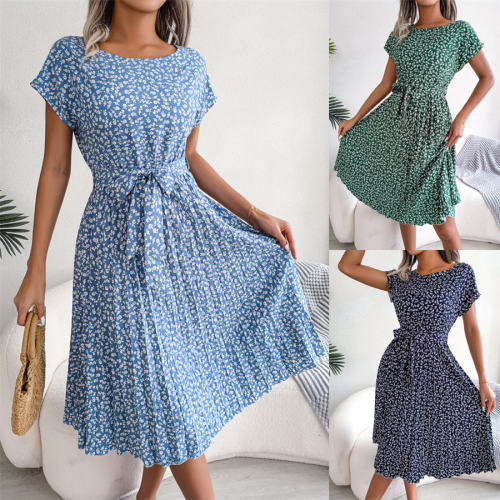 Floral Summer Midi Dresses Women Cold Sleeve Casual Dress PQ8352