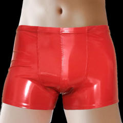 Men Fetish Boxers Faux Leather Shorts Sissy Trunks Erotic Lingerie PQPNT004