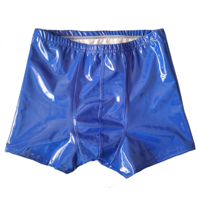 Men Fetish Boxers Faux Leather Shorts Sissy Trunks Erotic Lingerie PQPNT004