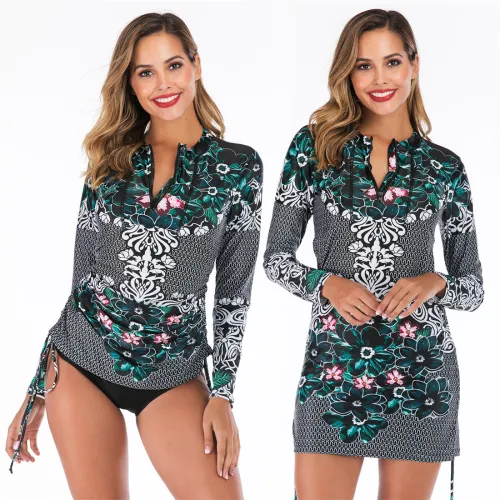 Surfing Suit Sunscreen Long Sleeve Tankini Women's Swimsuit Diving Suit PQ6616