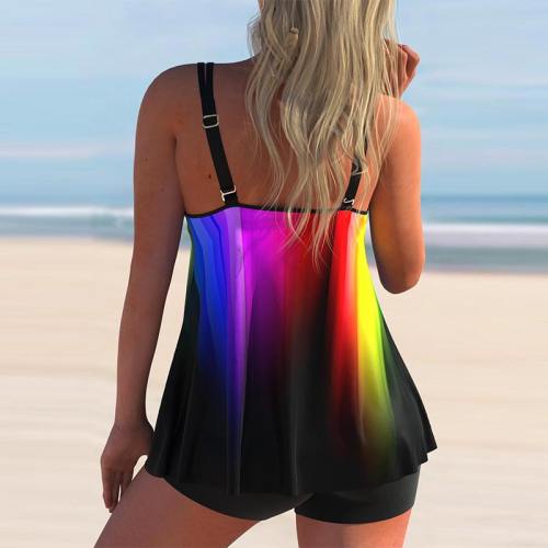 Spaghetti Strap Tankini Women Digital Print Swimsuit Sexy Swimwear PQ8465