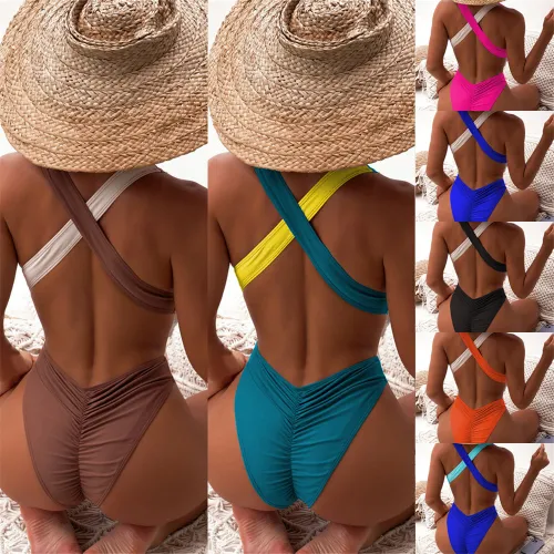 Color Matching Bathing Set Women Hollow Out One Piece Swimwear PQ6401
