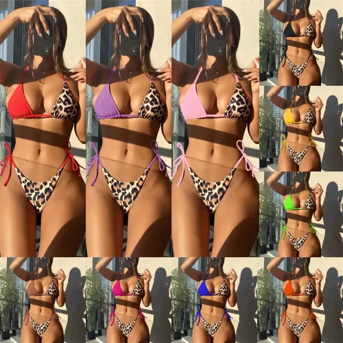 Color Matching Micro Bikini Swimwear Women Hollow Out Bathing Set PQ6371