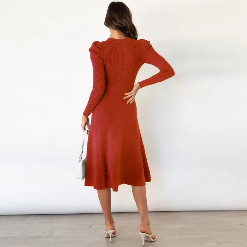 Long Sleeve Knitted Dress Women's Sweater Dresses PQLQ163