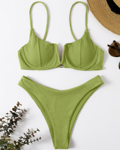 Women Sexy Shell Swimwear Solid Color Bikini Swimming Wear PQ200507