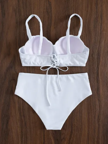 Women Sexy Shell Bikini Swimwear Solid Color Swimming Wear PQ7398B