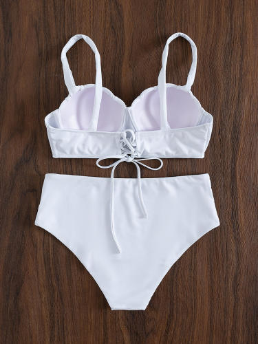 Women Sexy Shell Bikini Swimwear Solid Color Swimming Wear PQ7398B