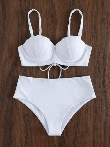 Women Sexy Shell Bikini Swimwear Solid Color Swimming Wear PQ7398B