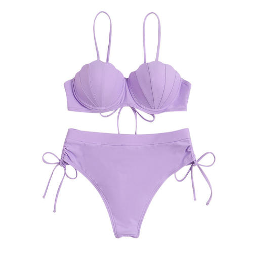 Women Sexy Shell Bikini Solid Color Swimwear Swimming Wear PQ7398
