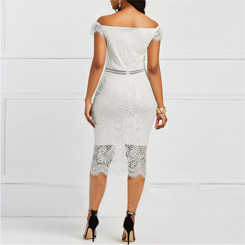 Sexy Lace Midi Dress Women Short Sleeve Mini Dress PQABQ076