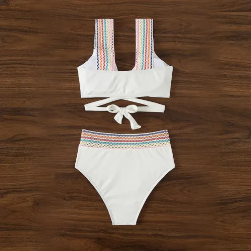 Women Rainbow Swimwear Push Up Bathing Suit Sexy Padded Bikini PQ7994