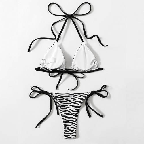 Zebra Print Bikini Women Sexy Swimwear Halter Bathing Suit PQ20014