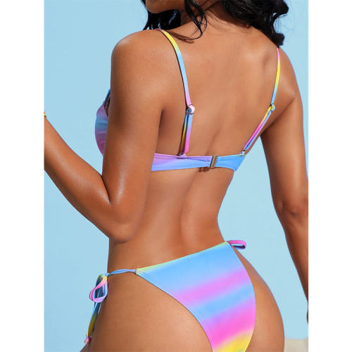 Women Push Up Beachwear Rainbow Swimwear Sexy Padded Bikini PQ631