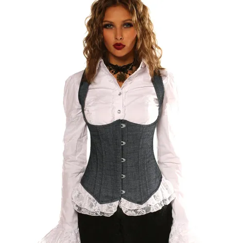Retro Gothic Corset Women Steampunk Underbust Corselet Sexy Shaper PQ840