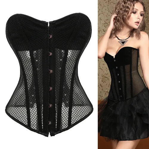 Big Mesh Court Corset Women Overbust Corselet Sexy Shaper PQ7472