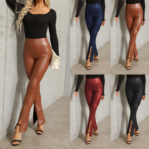 Sexy Faux Leather Pants Women High Waist PU Leggings PQPK31
