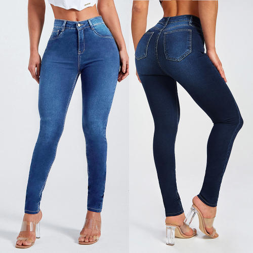 Women High Elastic Slim Jeans Fashion Denim Pants PQ8110