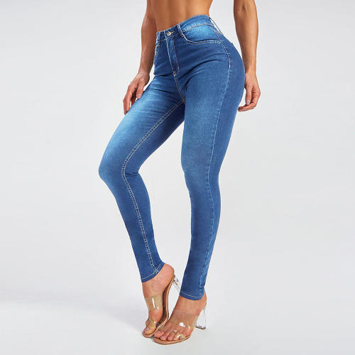 Women High Elastic Slim Jeans Fashion Denim Pants PQ8110