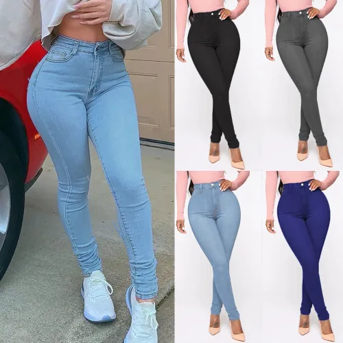 Fashion Plus Size Denim Pants High Waist Trumpet Jeans Women PQJN02