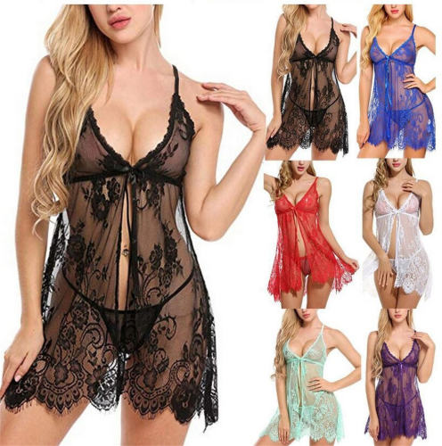 Sexy Women Lace Babydoll Lingerie Wholesale Sleepwear Night Dress PQY878