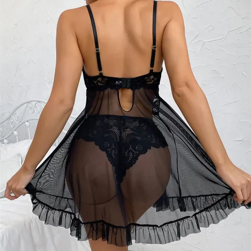 Wholesale Sleepwear Night Dress Sexy Women Lace Babydoll Lingerie PQ003