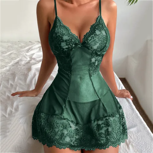 Sexy Nightdress For Women Spaghetti Strap Lace Babydoll Lingerie PQLH-27