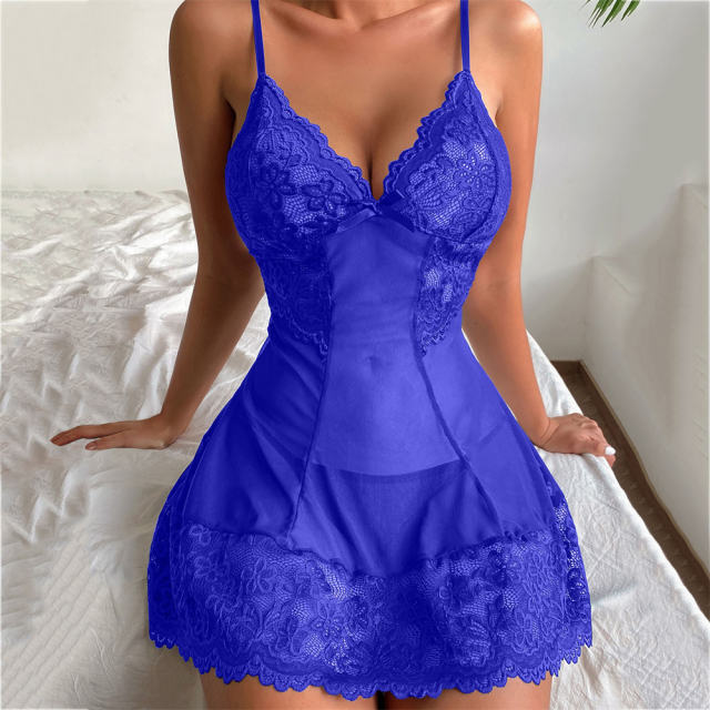 Sexy Nightdress For Women Spaghetti Strap Lace Babydoll Lingerie PQLH-27