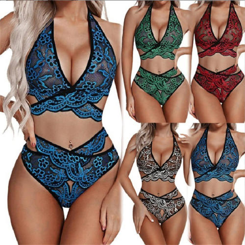 Plus Size Lace Bra Sets Women Criss-cross Sexy Lingerie PQ63