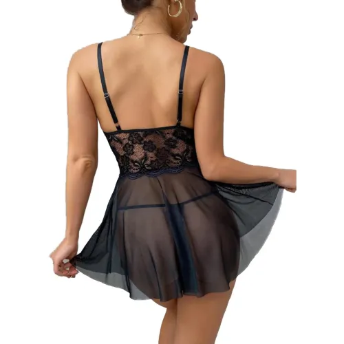 Wholesale Babydoll Lingerie Nightdress Sexy Women Lace Sleepwear PQ083