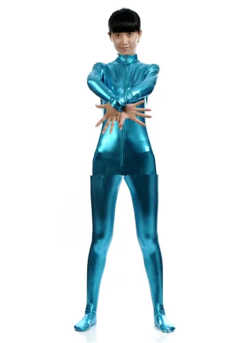 Women Wetlook Zentai Faux Leather Catsuit PVC Zipper Jumpsuit PQ35537