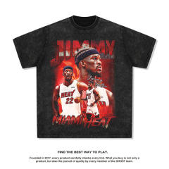 Jimmy Butler Short Sleeve T-shirts Miami Heat Streetwear 8th Seed Upset Basketball Cotton Tops PQ6201B