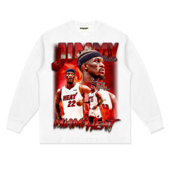 Jimmy Butler Long Sleeve T-shirts Miami Heat Streetwear 8th Seed Upset Basketball Cotton Tops PQ6201A