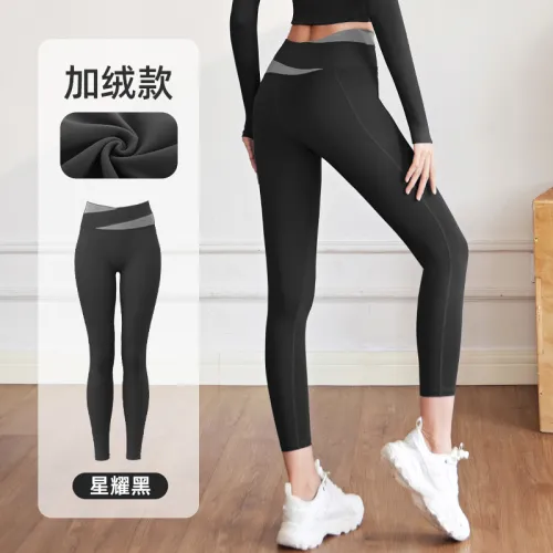 Winter Yoga Outfit For Female High Waist Plush Running Leggings PQMK036