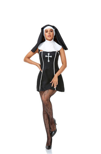 Spooky Nun Costume Day of the Dead Outfit Masquerade Party Game uniform PQ2031