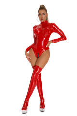 Wetlook PU Sexy Bodysuit For Women Faux Leather Teddies Lingerie PQ6851