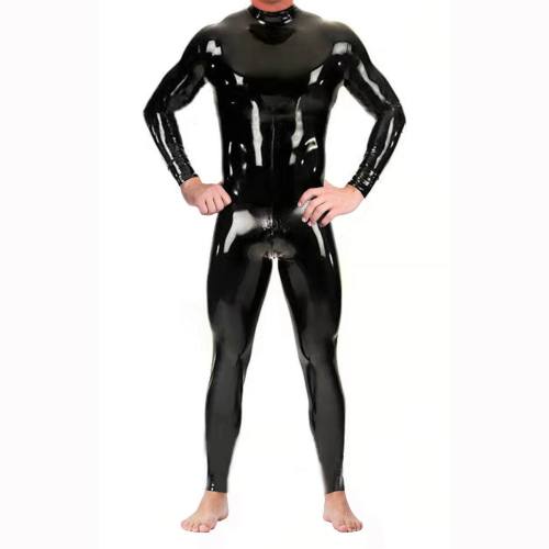 Man PU Fetish Zentai Sexy Catsuit For Male Club Faux Leather Jumpsuit PQ6819