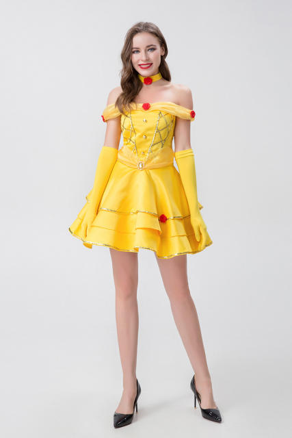 Fairy Tale Belle Cos Dress Stage Uniform Queen Costume Cosplay Clothing PQ8722