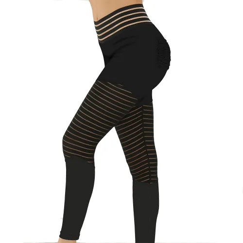 Floral Printed Yoga Outfit Sexy Mesh Patchwork Ladies Workout Leggings PQ9256