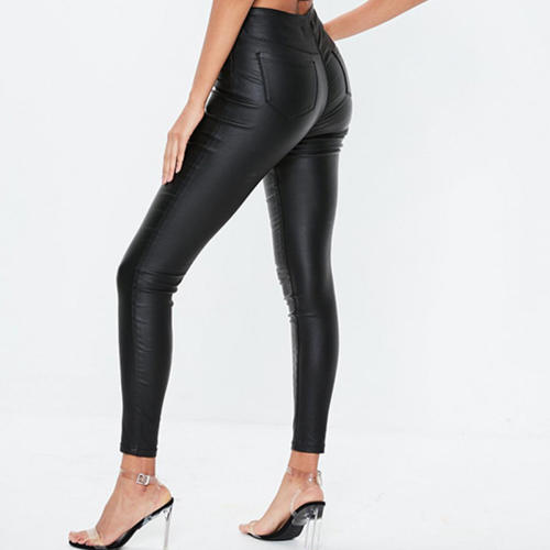 Faux Leather Trousers For Women Sexy Zipper PU Hot Pants PQ66-199