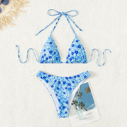 Floral Printing Bikini Sets For Women Beach Equipment Halter Swimming Suit PQX2-30