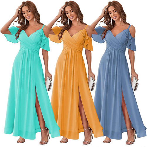 Women V-neck Casual Boho Dresses Spaghetti Strap Summer Maxi Dress PQSS19