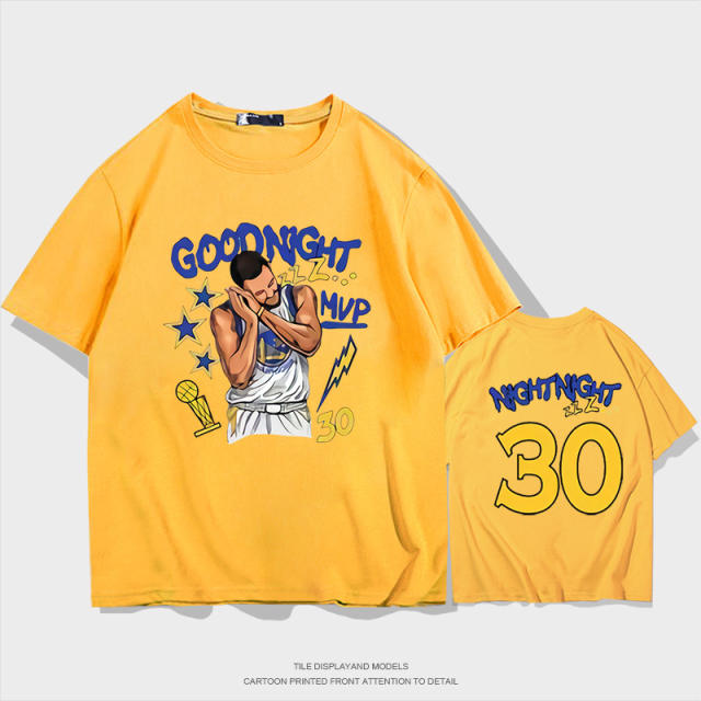 Stephen Curry Fans Tops Good Night Cotton T-shirts Championship Trophy Fan Apparel PQSC010