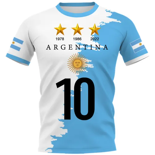 Leo Messi Fans T-shirts For Adult Argentina 3 Three Stars Football Souvenirs Tees PQAR001