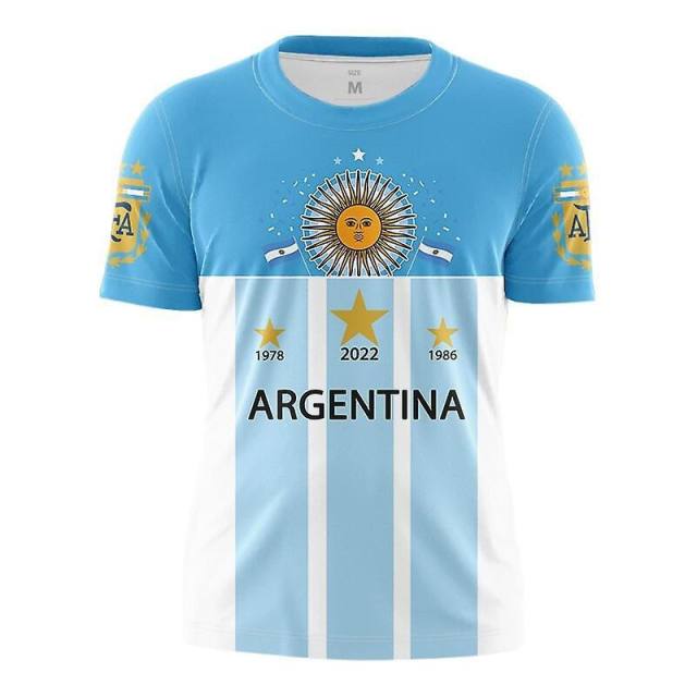 Leo Messi Fans T-shirts For Adult Argentina 3 Three Stars Football Souvenirs Tees PQAR001