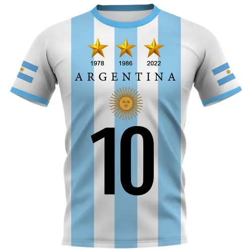 Leo Messi Fans T-shirts For Adult Argentina 3 Three Stars Football Souvenirs Tees PQAR001