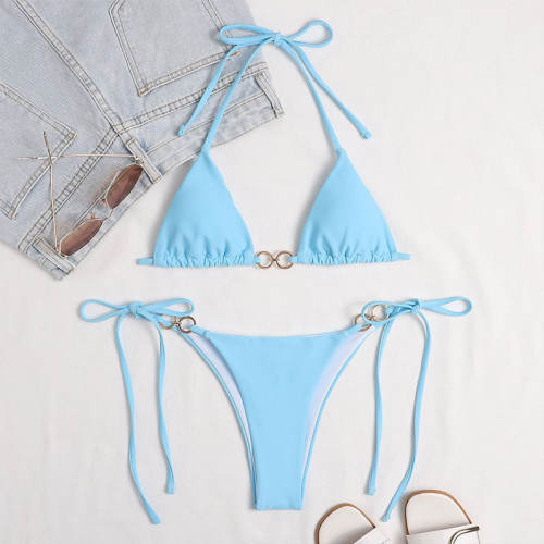 Triangle Bikini Sets For Female Brazilian Swimwear Beach Equipment Halter Swimming Suit PQ20155